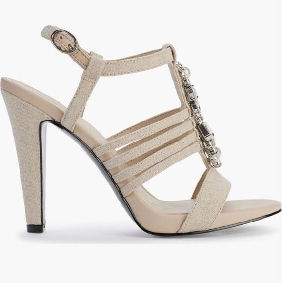 Karl Lagerfeld Paris Cicely Strappy Sandal Natural 9.5M - Picture 2 of 4
